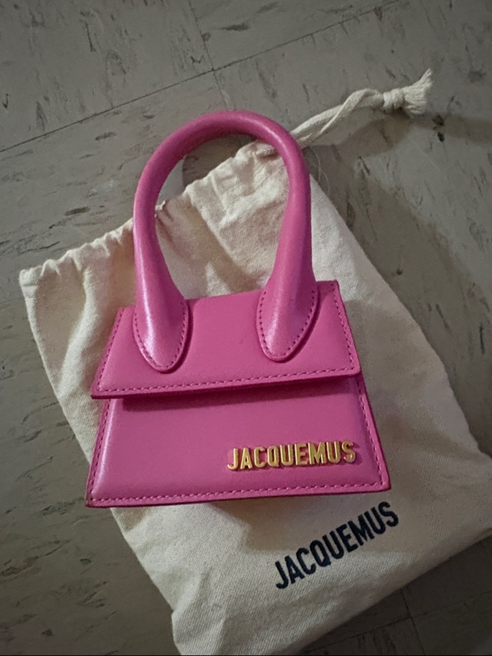 Authentic! Jacquemus Bright Pink Mini Le Chiquito Top-Handle Bag